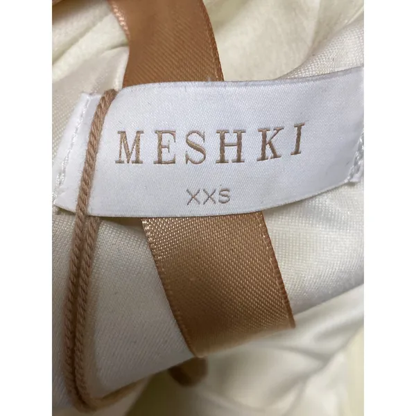 Meshki Cream Long Bell Sleeve Off The Shoulder Cutout Mini Bodycon Dress Sz XXS - Image 5