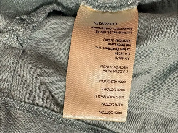 Anthropologie Pilcro Light Aqua Ringer 100% Cotton Tee with Olive Trim - Image 5