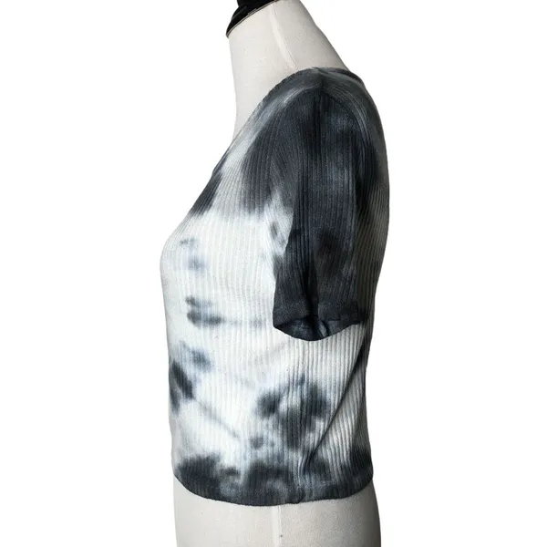 Brandy Melville Tie‎ Dye Crop Top Ribbed Blue Short Sleeve Women Size One Size - Image 2