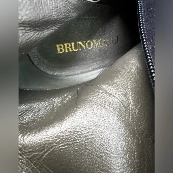 Bruno Magli long boot Suede black Platform tall Boots embellished silver heeled - Image 4
