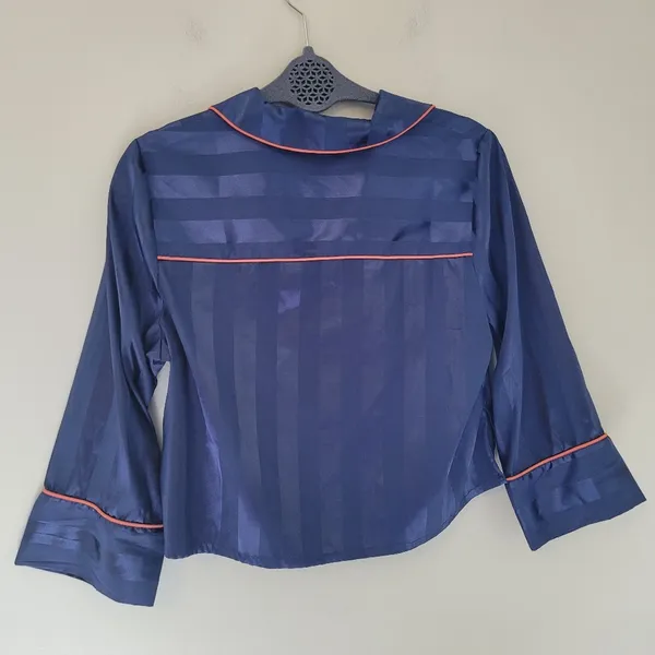 Intimately Free People Blue Satin Cropped Pajama Top - Image 4