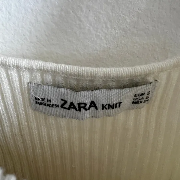 Zara White Ribbed Bow‎ Tank Top Y2K 2000s Coquette Retro Small - Image 6