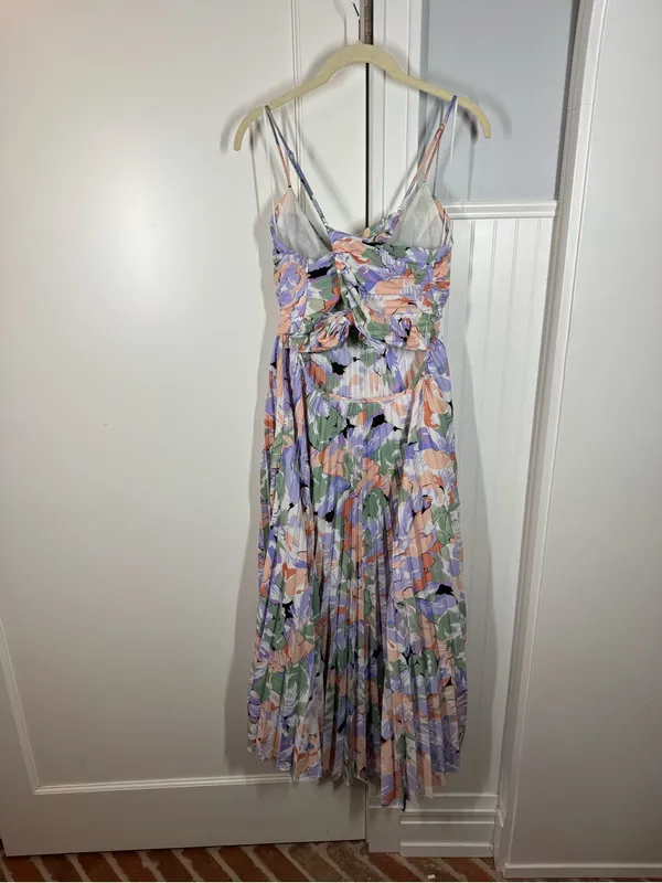 Astr the Label Blythe Pleated Spaghetti-Strap Maxi Dress in Lavender Peach Large - Image 7