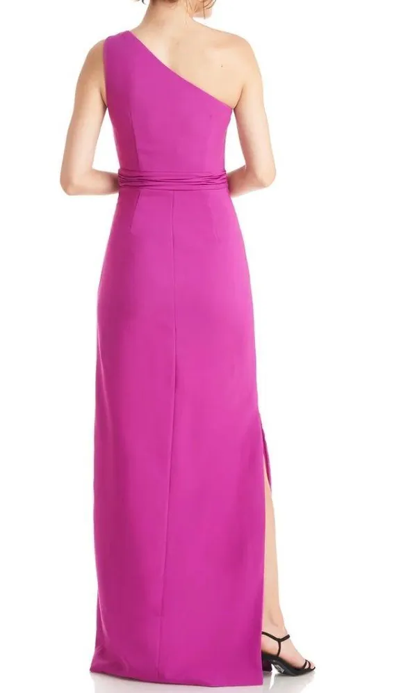 JS Collections New Hayley One Shoulder Column Evening Gown Cerise Black - Image 3