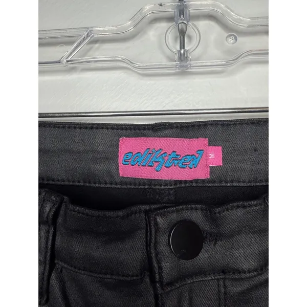 Edikted Luna Black Faux Leather Flare Pants High Rise‎ Stretch Vegan Leather M - Image 5