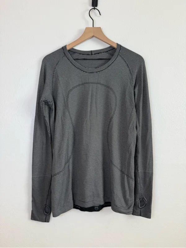 Lululemon Swiftly Tech Long Sleeve Crew Tempo Stripe Black White - Image 2