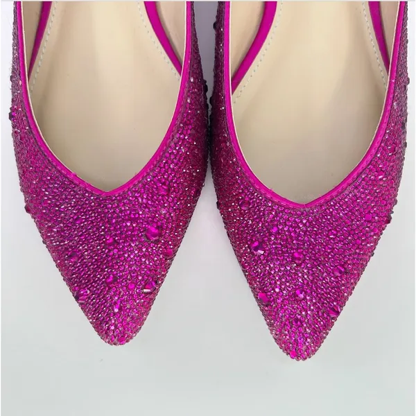 Betsey Johnson SB-Jude Ballet Flats 8.5 Pink Rhinestone Pointed Toe Wedding NWOB - Image 8