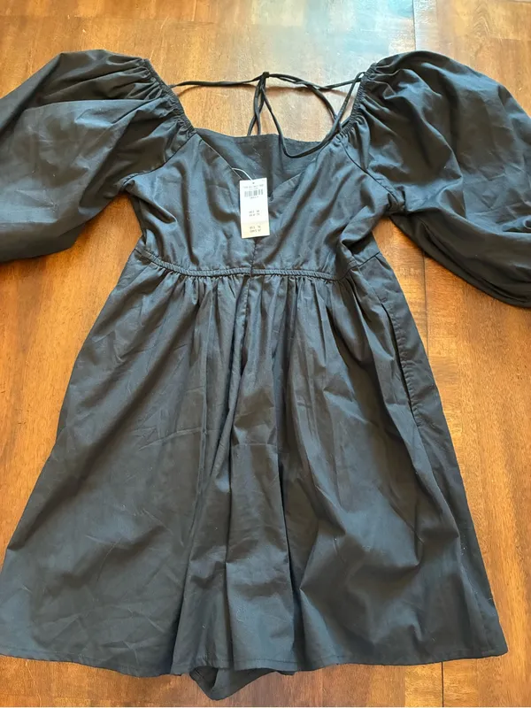 Abercrombie and Fitch Dress Women’s Small Tall Puff Sleeve Mini Black New NWT - Image 3