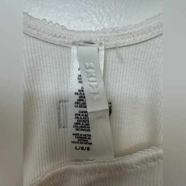 NWOT SKIMS Cotton Rib Picot Tank Bodysuit | Fitted Everyday Basic - Image 6