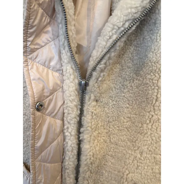 7 For All‎ Mankind Cream Sherpa Teddy Longline Jacket Size XS - Image 3