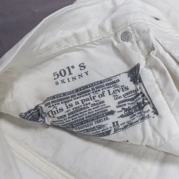 Levi's 501 Skinny Jeans‎ Women 28 White Distressed Button Fly High Rise Denim - Image 15