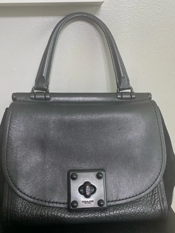 Coach Drifter 38388 Black Mixed-Leather Top Handle Satchel with Strap - Image 9