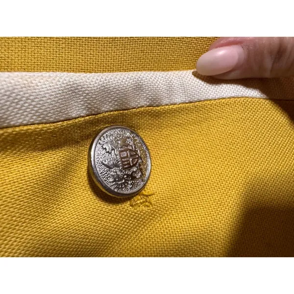 Banana Republic Mustard Yellow Tipped Academy Blazer Crest Button Size 2 - Image 3