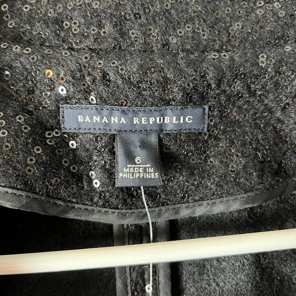 Banana Republic‎ Women’s Black Sequin Wool Blend Blazer Elegant Party Size 6 New - Image 5