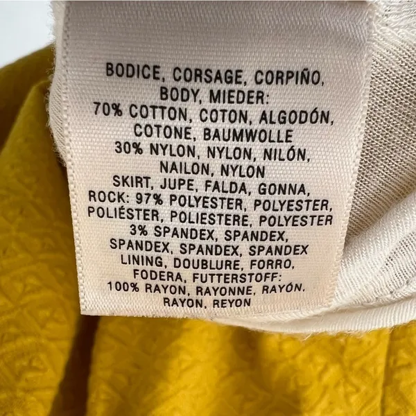 Anthropologie Maeve mustard yellow dress lace overlay sleeveless fit & flare M - Image 10