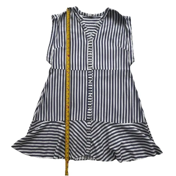 Ashly & Sage Striped Linen Blend Dress Women’s XL Belted Tiered Quiet Luxury - Image 6