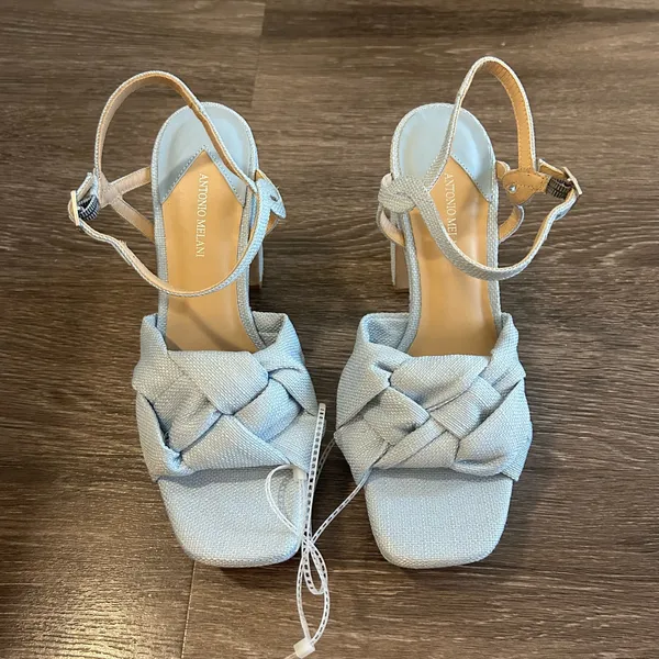 Antonio Melani Mya Linen Braided Platform Sandals in Light Blue - Image 2
