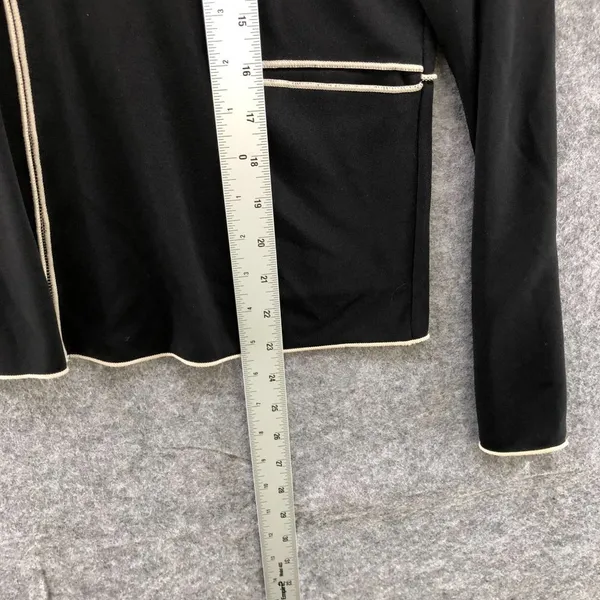 Max Studio Knit Stretch Hoodie Black Ivory Contemporary Zip Up Womens Large L - Image 9