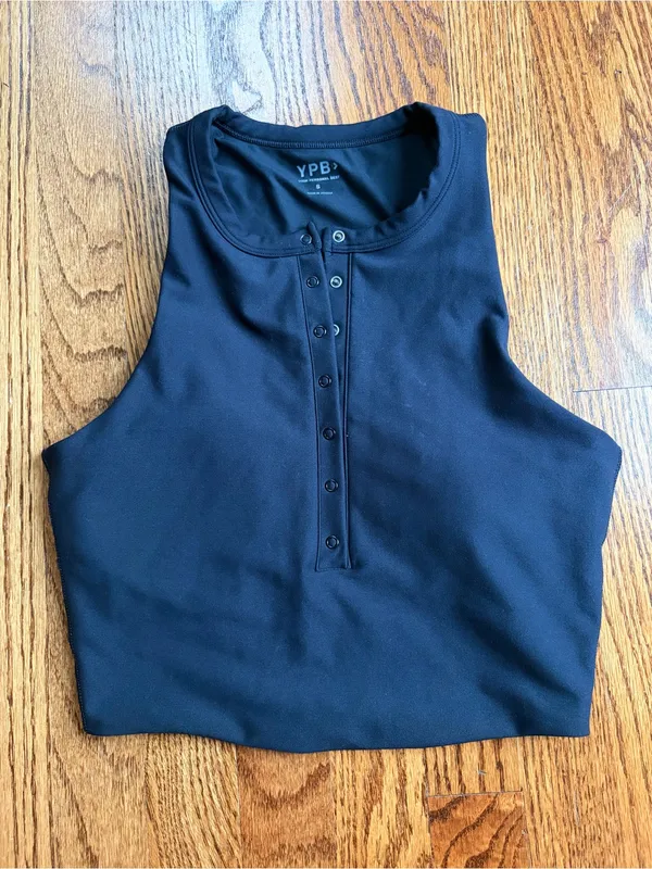 Abercrombie & Fitch YPB sculptLUX Plunge Henley Slim Tank – Black – Small - Image 4