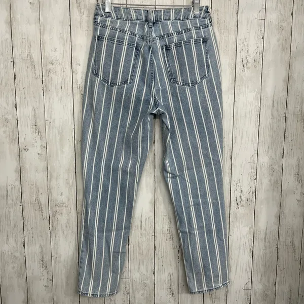 PacSun Blue White Stripe High Rise Slim Fit Cotton Mom Jeans 27 - Image 2