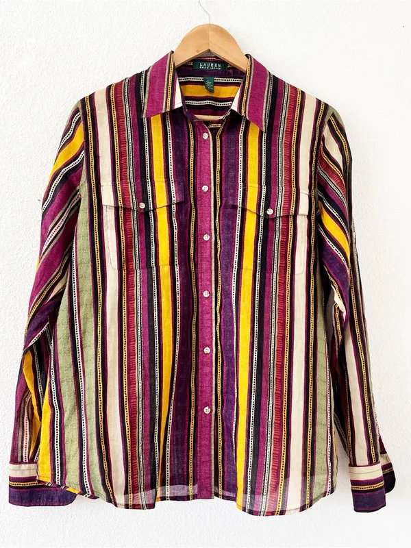 Lauren Ralph Lauren Multicolor Striped Roll Tab Button Down Shirt - Image 2