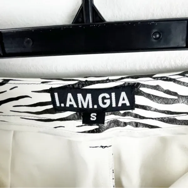 I.AM.GIA Black White Zebra Animal Print Faux Vegan Leather Pants Small Boho - Image 3
