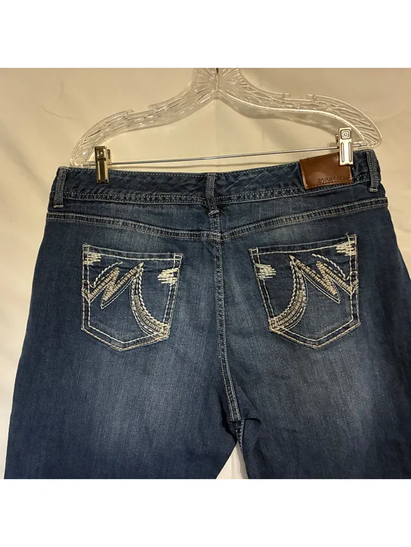 Maurices Women's Bootcut Jeans Mid Rise Dark Wash Stretch Blue Denim Size 13/14 - Image 3