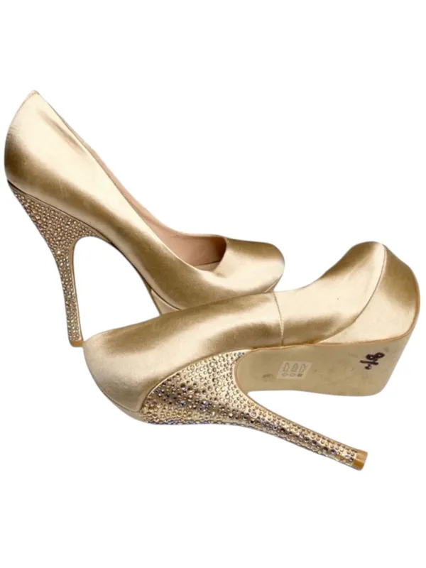 Steve Madden ☀︎︎ Partyy-R Glitter Crystal Platform Stilettos Pumps ☀︎︎ Champagne - Image 13