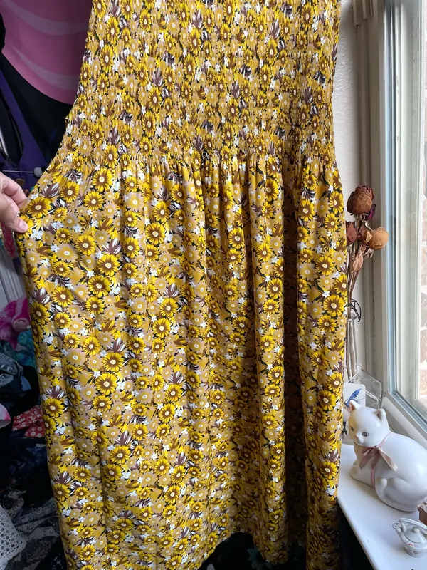 Women’s summer floral print smocked top maxi sleeveless dress - Image 3