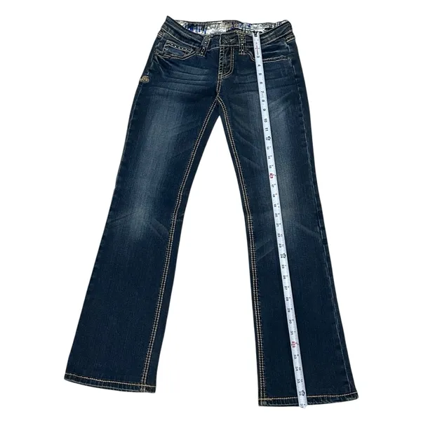 Adiktd Bootcut Jeans‎ Womens Mid Rise Embellished Stretch Blue Denim 2 / W27 - Image 7