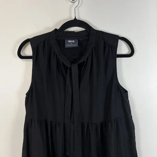 Anthropologie x Maeve Shira Tiered Tunic‎ Dress Women's Size Small Black Casual - Image 2