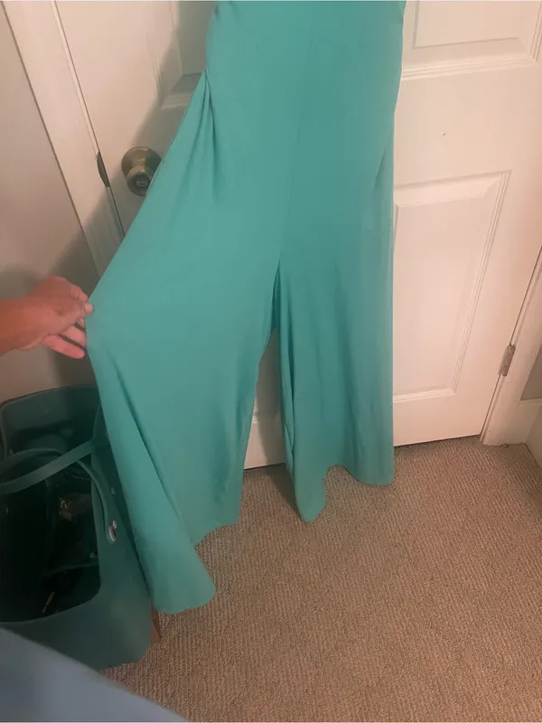 Free People Aqua Halter Wide-Leg Jumpsuit - Image 8