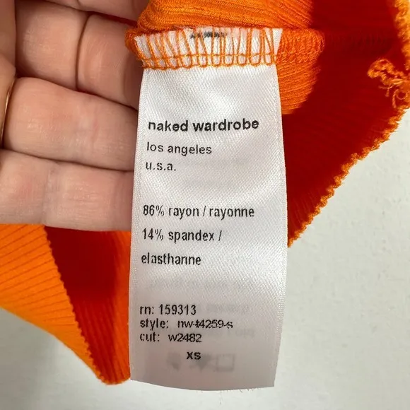 Naked Wardrobe Ribbed Crop‎ Tank Top Orange Racerback Sleeveless Size S - Image 6