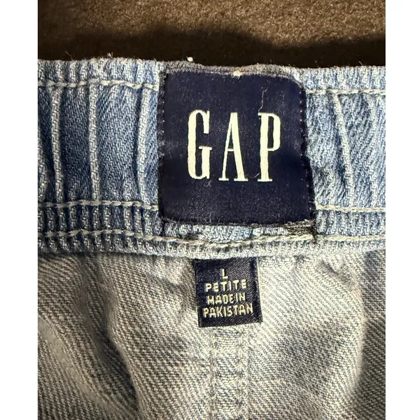 GAP Easy Jean Cargo Pants Large Petite Indigo Drawstring Utility Pockets - Image 4