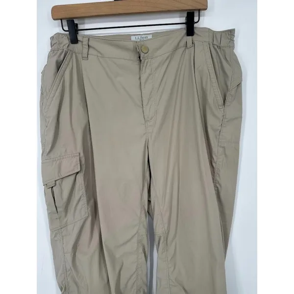 L.L. Bean Pants‎ Womens L Tan Hiking Capri Comfort Trail Cropped Cargo Outdoor - Image 3