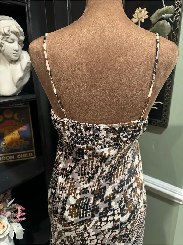 Anthropologie Square‑Neck Snakeskin Print Slip Dress – Spaghetti Straps – XS - Image 11