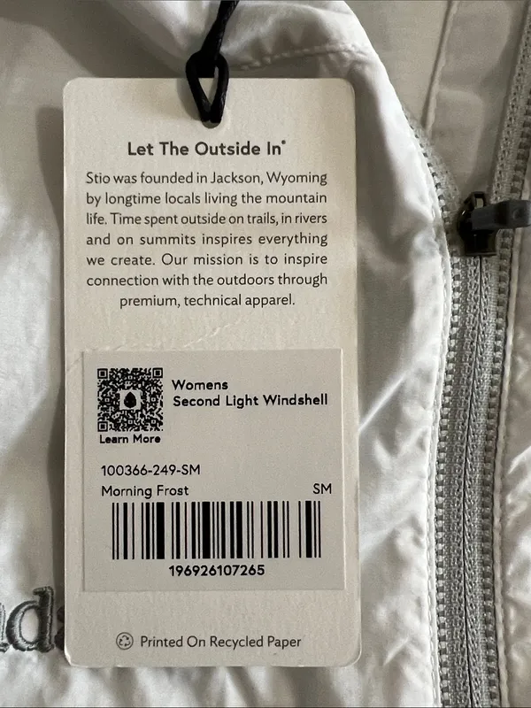 Stio Womens Second Light Windshell Jacket Medium‎ Morning Frost White New - Image 7