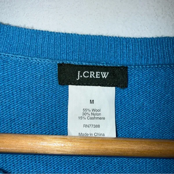 j crew argyle sweater‎ classic Diamond Pattern Blue Grey White Medium Wool Blend - Image 3