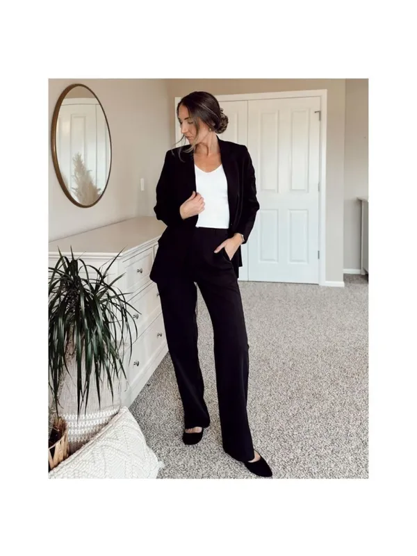 NEW Black High Waisted Straight Leg Dress Pants Career L 32/28 - Image 3