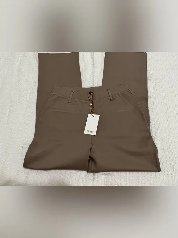 Quince Ultra Stretch Straight-Leg Ponte High-Rise Pants in Taupe Sz S Morel Grey - Image 4