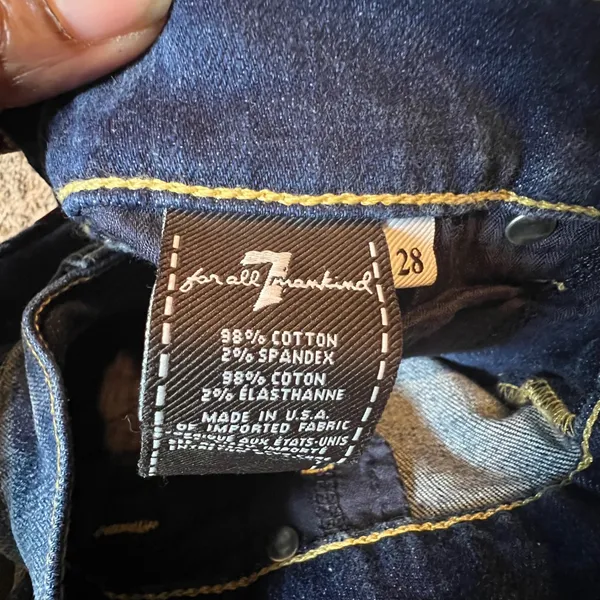 7‎ For All Mankind The Relaxed Skinny Distressed Blue Jeans Size 28 Made in USA - Image 4