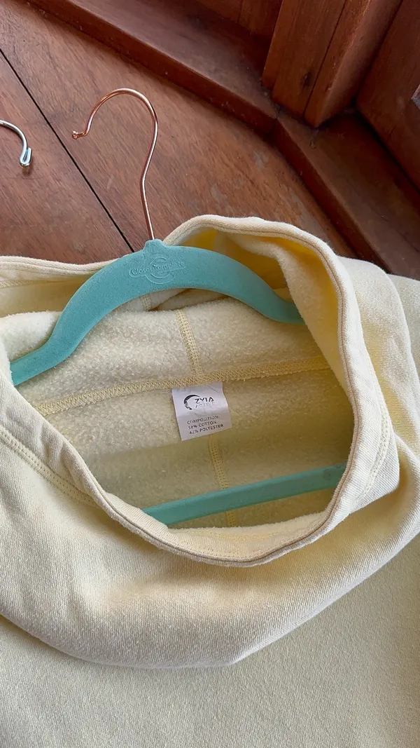 ZYIA Active Oh So Soft Cowl Neck Hoodie Pastel Yellow Pullover - Image 6