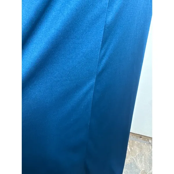 1970s Disco Era Teal Ruffle Flounce Strapless Maxi Dress – True Vintage/Handmade - Image 4