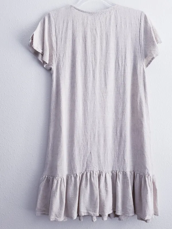 Olivaceous Button Down Ruffle Mini Bohemian Dress - Image 6