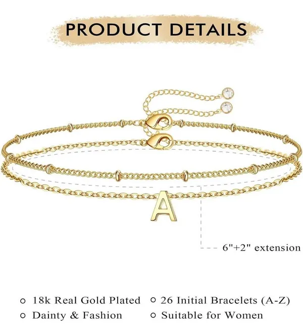Turandoss Gold plated Initial Bracelet "E" - Image 3