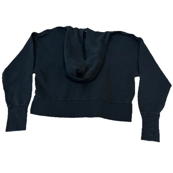 Joy Lab Dark Teal Blue Athletic Crop Sweatshirt Hoodie Size Large - Image 4