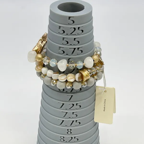 SAACHI Bracelet Set Stone Geode Crystal Beaded Stretch NWT Boho Stackable Artsy White - Image 8