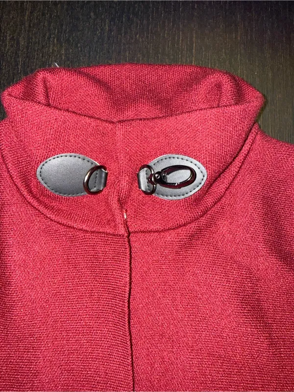 Adrienne Vittadini Red Short-Sleeve Knit Capelet Cardigan - Image 7