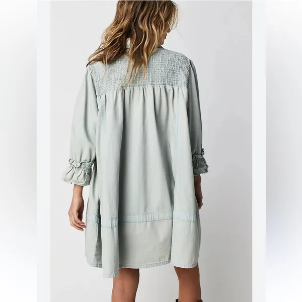 NWT Free People Vanessa Denim Mini Dress Tunic in Blue Chill - Image 3
