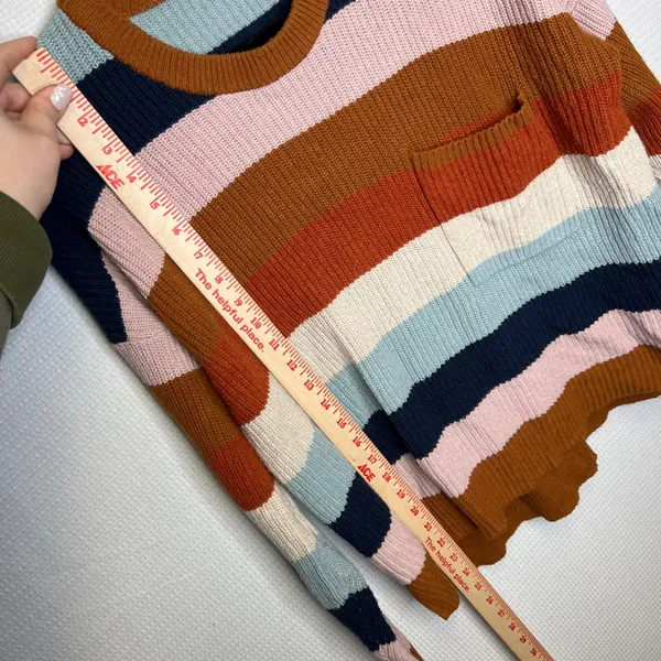 Madewell Thompson Womens Striped‎ Crewneck Sweater Long Sleeve Size S Pocket - Image 4